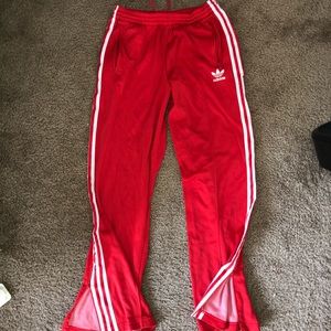 Adidas tie up joggers zip up sides and pocket